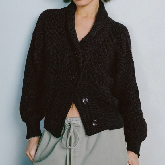 OZMA Sloan Cardigan, Alpaca Blend, Black, XS - Picture 1 of 6